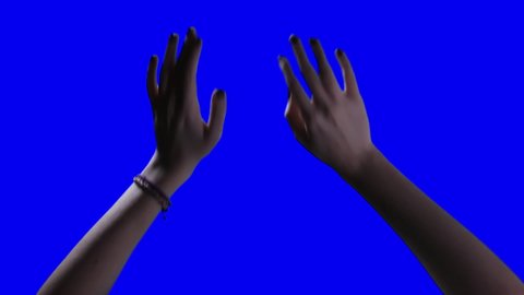 Woman Hands dancing over Blue Background. You can replace blue screen with the footage or picture you want. You can do it with “Keying” effect in After Effects.