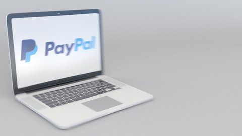 Opening Laptop Paypal Logo On Screen Stock Footage Video (100% Royalty ...