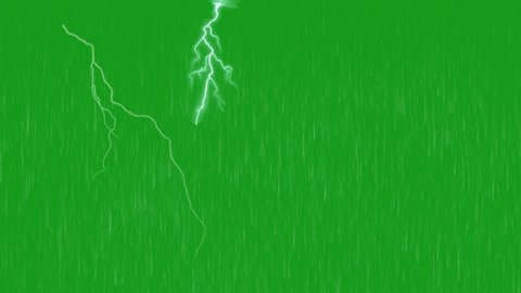Rainfall and lighting bolt green screen motion graphics