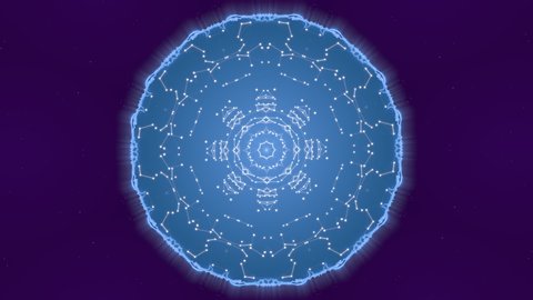 Enlightenment or meditation and universe. Magic scene of fairy pattern of plexus connections in a light frame over dark background giving colorful rays.