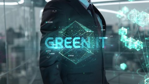 Businessman with Green IT hologram concept