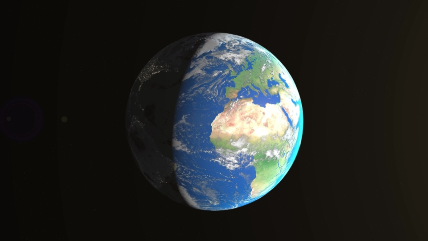 Seamless Looping 3d animated earth showing the boarders of the USA and the state Kentucky at night in 4K resolution
