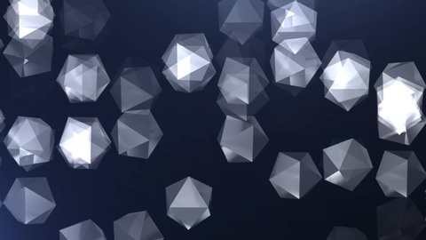 The movement of diamonds in a mosaic structure. Abstract 3D animation of geometric shapes. Modern blue background with white polygon. loop animation.