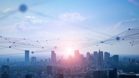 Smart city and communication network concept. 5G. IoT (Internet of Things). Telecommunication. - Powered by Shutterstock - Get 15% off with code: PIKWIZARD15