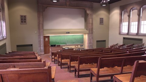 PITTSBURGH, PA - JANUARY 11: Establishing of empty lecture hall at University of Pittsburgh, Pennsylvania on January 11, 2020.