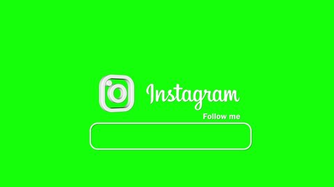 Editorial animation. 3D spinning logo icon and inscription Instagram white color with lower thirds appears then twists and disappears. Green screen - Chroma key. Lower third border this is ready place
