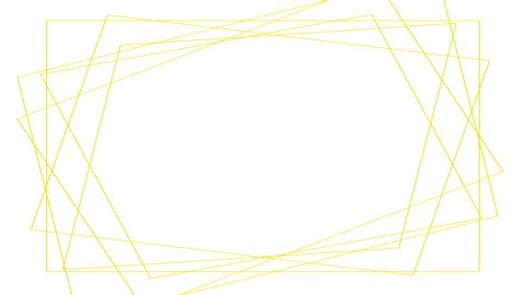 Geometrical simple square frame self drawing on white background. Copy space. Minimal style. Golden lines. 
