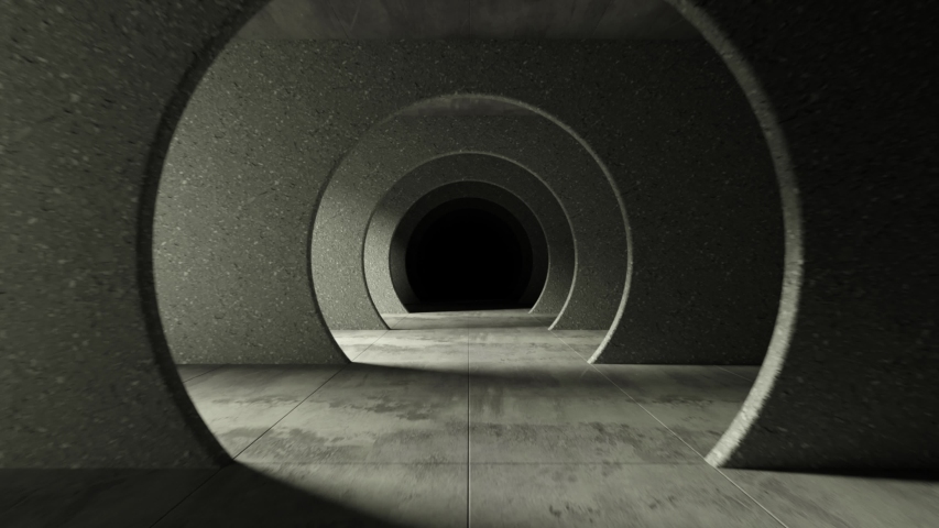 Endless flight in a gray concrete tunnel. Seamless loop abstract 3d animation | Shutterstock HD Video #1055114777
