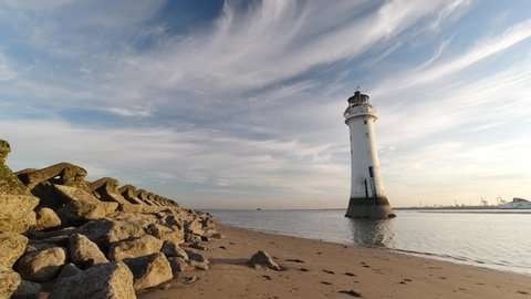 New Brighton lighthouse landmark dramatic sunrise golden hour timelapse series three of ten