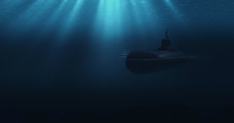 3d animation of soviet russian Typhoon Akula class nuclear ballistic missile submarine underwater