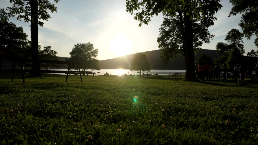 Devils Lake sunset time lapse. Everyone is tired and getting ready to go home
