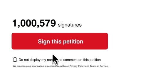 An Online Petition Representing An Issue Or Cause Being Signed By Clicking On A Button On A Webpage