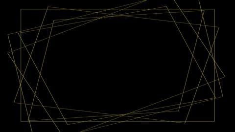 Geometrical simple square frame self drawing on black background. Copy space. Minimal style. Golden lines. 