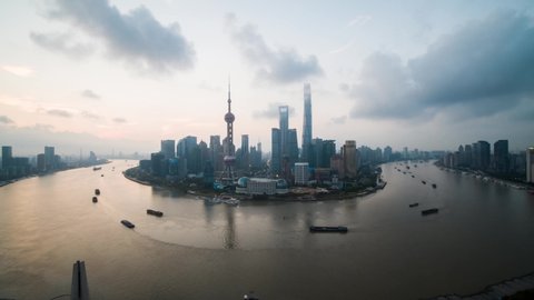 Shanghai China city Aerial sky