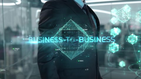 Businessman with Business-to-Business hologram concept