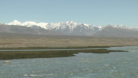 Mountains and river in the Wakhan Corridor