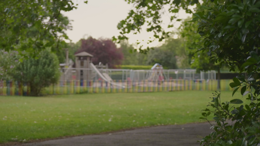 Children's Playground Closed due to Coronavirus Lockdown. UK. Royalty-Free Stock Footage #1055159630