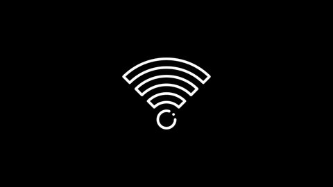 Wifi signal icon white on black alpha animated in 4K. 