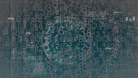 Animation of numbers floating and changing over scope scanning, finding a macro Covid-19 cell. Coronavirus Covid-19 concept digital composition - Powered by Shutterstock - Get 15% off with code: PIKWIZARD15