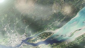 Flying Over Quebec, Canada, View from Space. Elements of this video furnished by NASA.