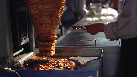 Mexican street tacos al pastor being prepared