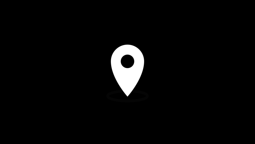 GPS location pointer animated icon. 4K white on black with alpha.  Royalty-Free Stock Footage #1055189327