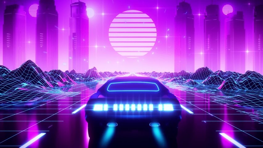 3d retro synthwave landscape vj loop Stock Footage Video (100% Royalty ...