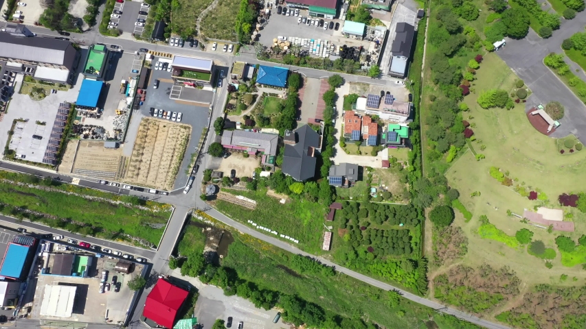 Peaceful Rural Village in Daejeon of South Korea_drone shot