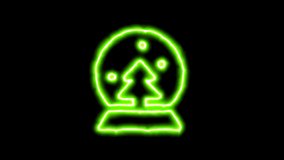 The appearance of the green neon symbol globe snow. Flicker, In - Out.  Matted with color black - Powered by Shutterstock - Get 15% off with code: PIKWIZARD15