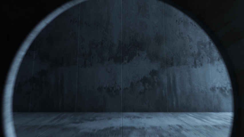 Endless flight in a gray concrete tunnel. The movement of the camera in a circle. Solar swap makes its way from different sides. Seamless loop abstract animation Royalty-Free Stock Footage #1055224196