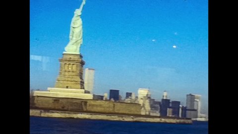 NEW YORK 1975: Liberty Statue in New York, vintage footage digitalized in 4k