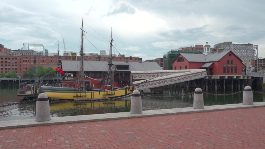 Static video of Boston Tea Party in Boston, Massachusetts.
