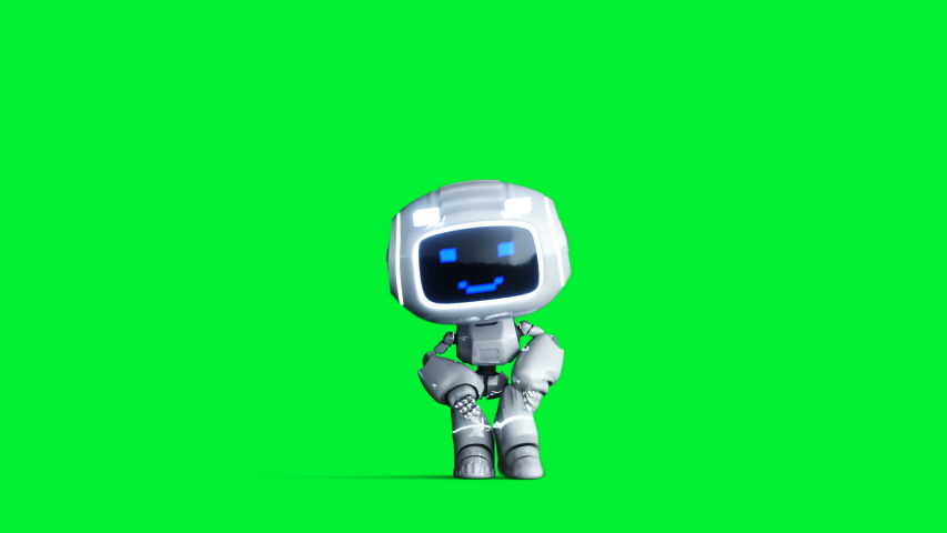 White smiling toy robot animation. Phisical motion blur. Realistic green screen 4k animation. Green screen | Shutterstock HD Video #1055244320