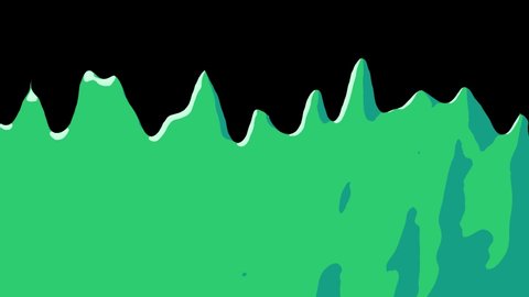 Flat gooey slimy TRANSITION cartoon style animation snot flowing in  with alpha 