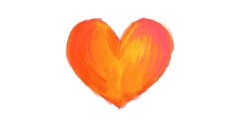 Heart Shape Painting Video Animation With Oil Paint Brush Strokes. White and Red Backgrounds.