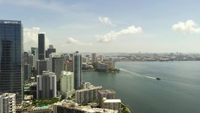 Aerial shot Brickell on the bay Miami drone footage