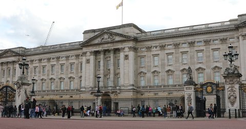 London, UK, June 1, 2019: Crowd Of Tourists Looking, Waiting Or Walking Outside Buckingham Palace In London, United Kingdom, Europe - DCi 4K Resolution