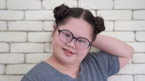 Portrait, The Smile of an Asian Woman down syndrome