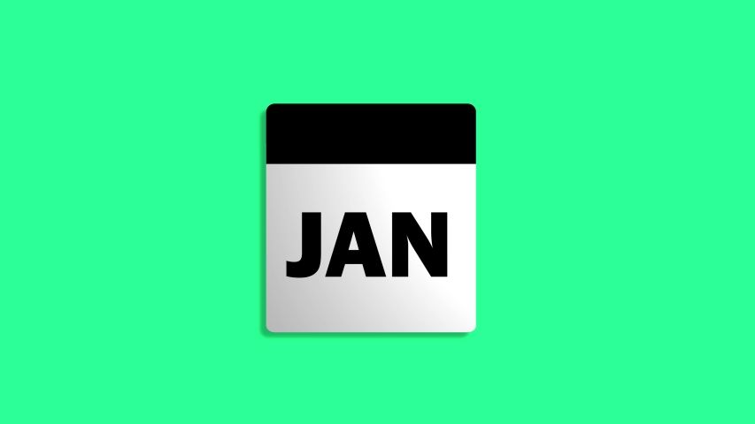 Calendar page animation flipping from january to december. Shot in 4k resolution with green screen background Royalty-Free Stock Footage #1055292878