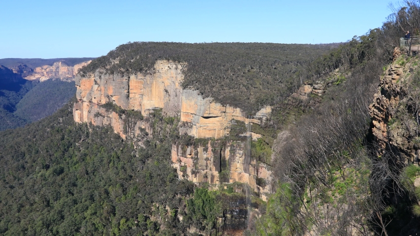 Govetss leap fall down to deep creek – zooming in forward from lookout.
