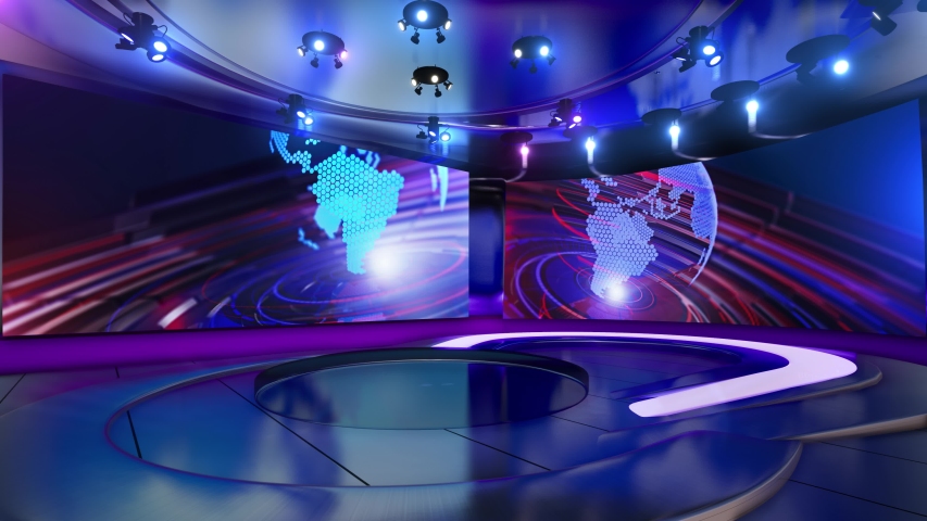 3d virtual news studio green screen background Royalty-Free Stock Footage #1055317166