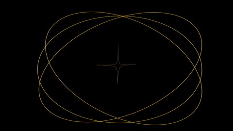 Geometrical simple frame self drawing on black background. Copy space. Minimal style. Golden lines. 