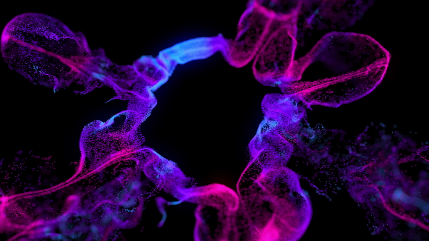 Colorful Action Explosion Particles on Dark Area Background. Isolated Bright Splash Sound Waves. Macro Radial Visual Effect Mix Paint Blast. Abstract 3d Art Cyberpunk Vivid Shockwave Form Close up 4k | Shutterstock HD Video #1055332163