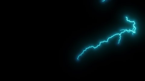 Beautiful multi color Lightning Strikes on Black Background. Electrical Storm.  Blue, green, yellow, red thunderbolts in Loop Animation in 4k 3840x2160.