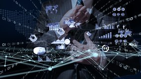 Double exposure of business person working on digital background. International technology business concept. - Powered by Shutterstock - Get 15% off with code: PIKWIZARD15