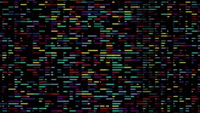 Many colored stripes fly past on a black blur background