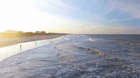 Corolla beach North Carolina drone shot into sun