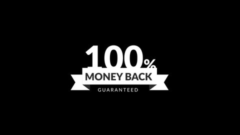 100% money back guarantee animated text for sale