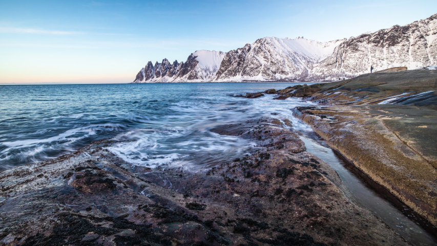 Time Lapse of Arctic Ocean Waves Along the Coastline of Northern Norway at Tungeneset | Shutterstock HD Video #1055408978