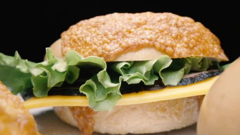 Unique probe lens view of bagels and a bagel sandwich